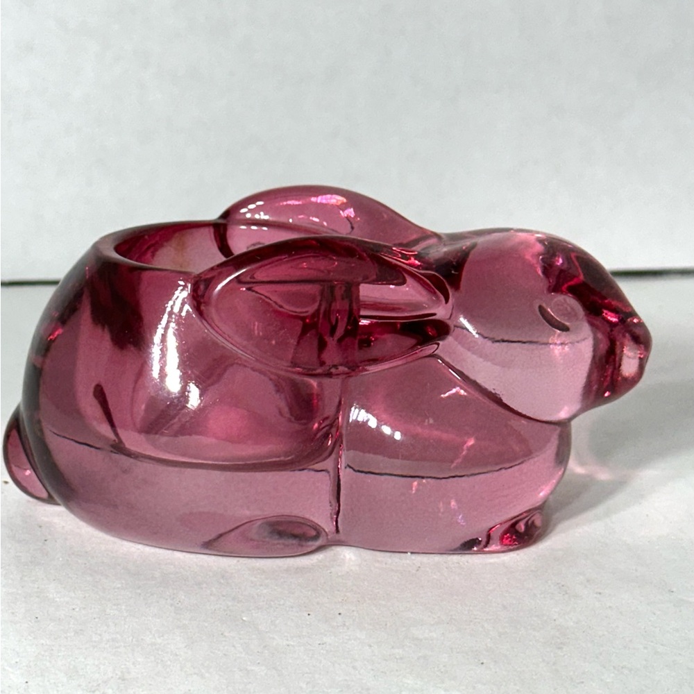 Indiana Glass Rose Rabbit Candle Votive Holder Vintage